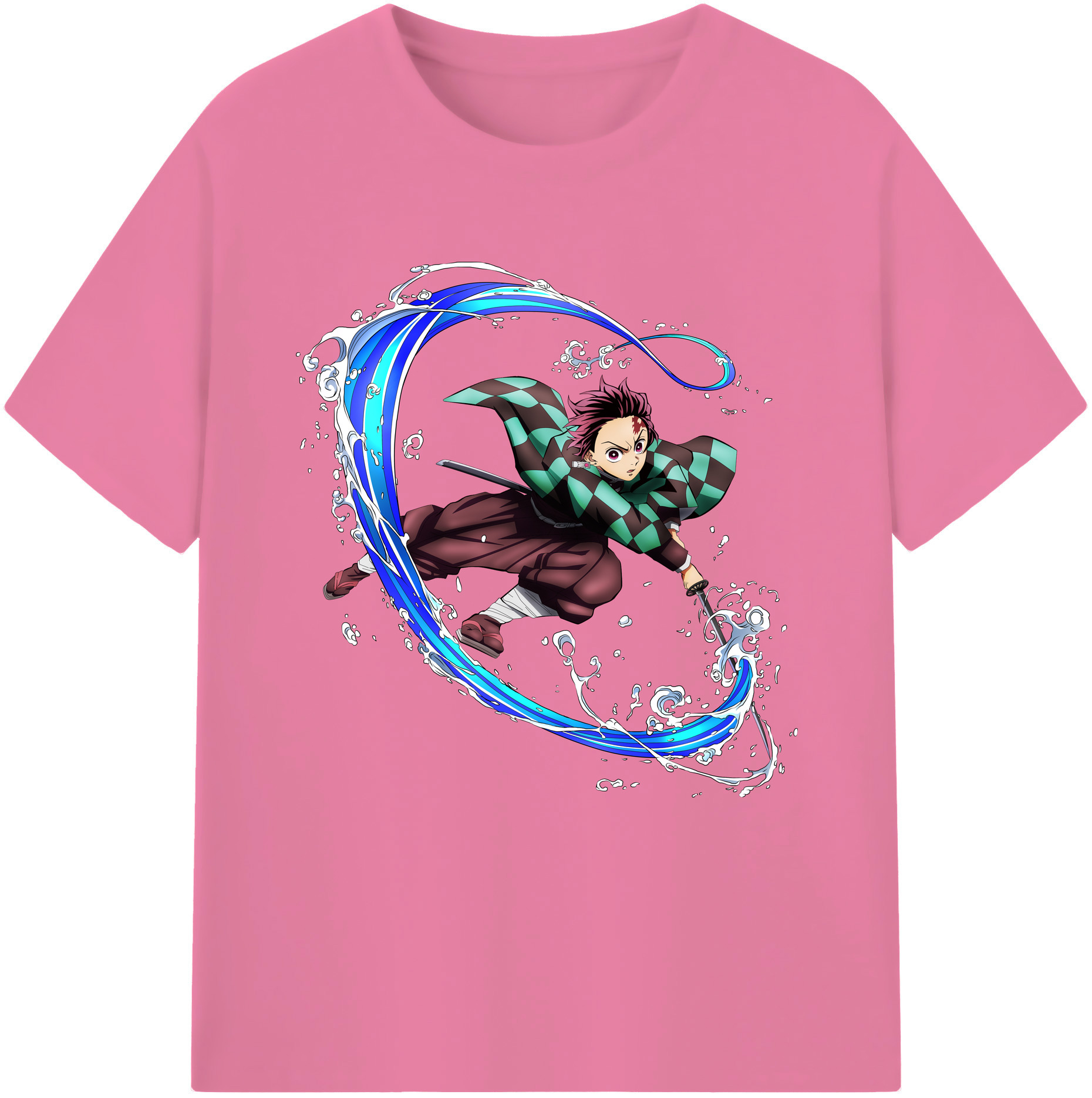 （画像用） 鬼滅の刃 竈門 炭治郎／かまど たんじろう Kamado Tanjirou 綿100％半袖Tシャツ（フロントプリント）